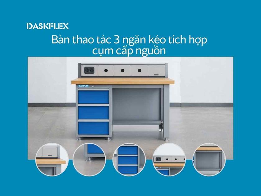 Bàn thao tác công nghiệp tích hợp cụm cấp nguồn giải pháp lý tưởng cho nhà máy