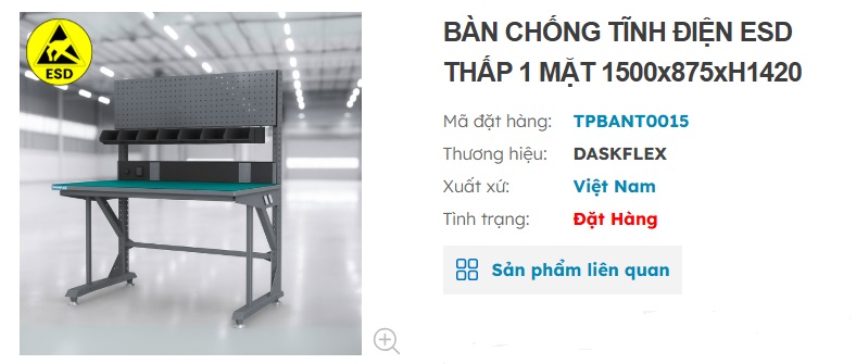 bàn thao tác chống tĩnh điện thấp 1 mặt
