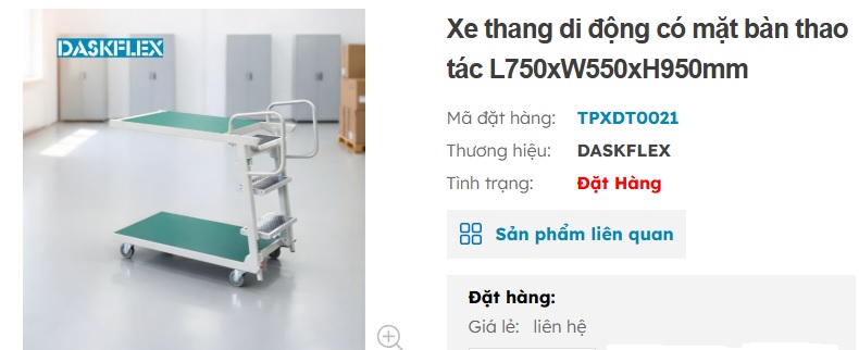 xe thang di động c&oacute; mặt b&agrave;n thao t&aacute;c TPXDT0021
