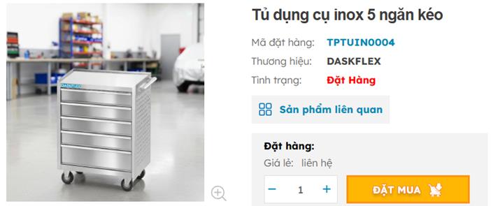 tủ đựng dụng cụ inox 5 ngăn k&eacute;o daskflex