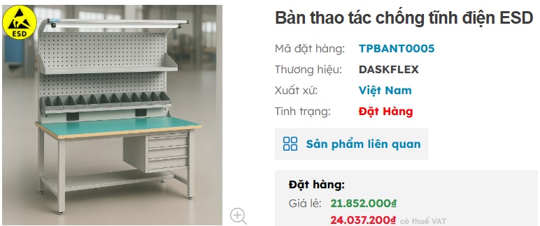 Bàn thao tác chống tĩnh điện esd
