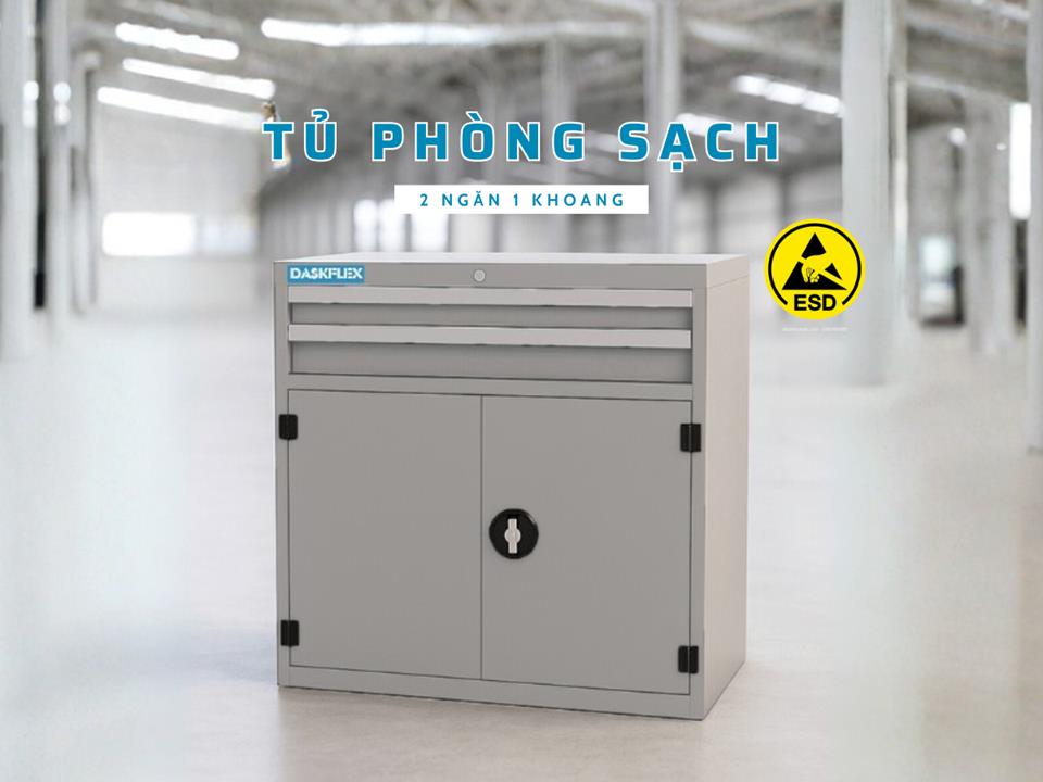 Tủ phòng sạch ESD 2 ngăn 1 khoang Daskflex - Chống tĩnh điện chuẩn ESD