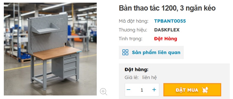 b&agrave;n thao t&aacute;c nh&agrave; xưởng MO Daskflex k&egrave;m panel treo dụng cụ