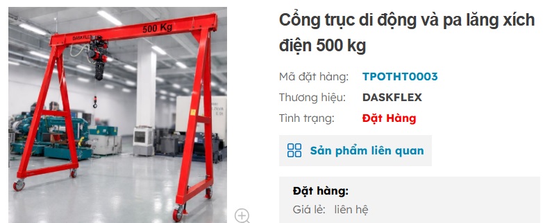 công trục di động và pa lăng xích điện 500kg Daskflex
