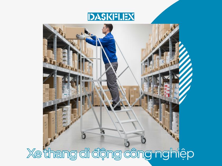 Xe thang di động công nghiệp Daskflex tối ưu không gian và tiện lợi cho người sử dụng