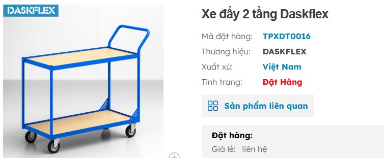 xe đẩy h&agrave;ng c&ocirc;ng nghiệp 2 tầng Daskflex