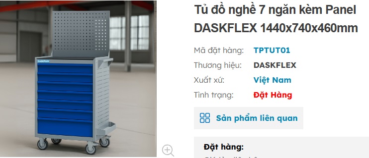 tủ đề đồ nghề k&egrave;m panel