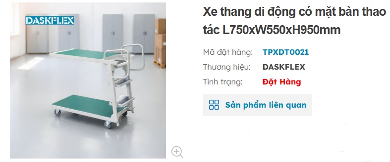 xe thang di động c&oacute; mặt b&agrave;n thao t&aacute;c