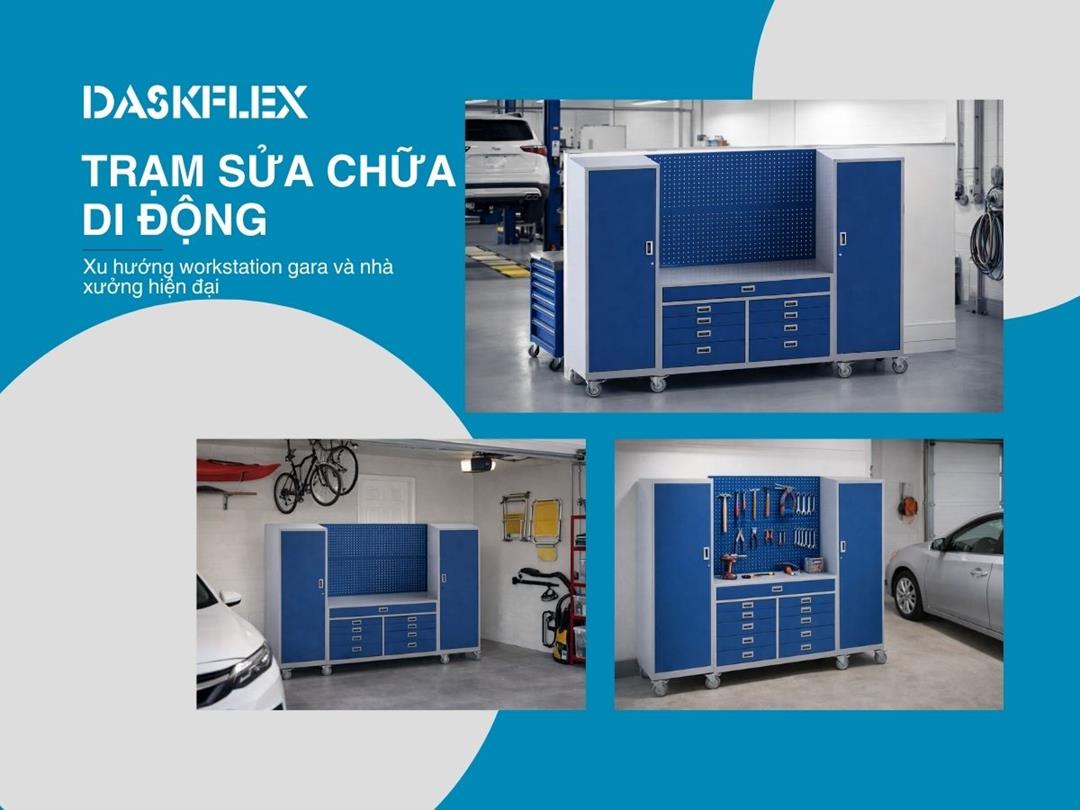 Trạm sửa chữa di động Daskflex – Giải pháp workstation gara và nhà xưởng hiện đại