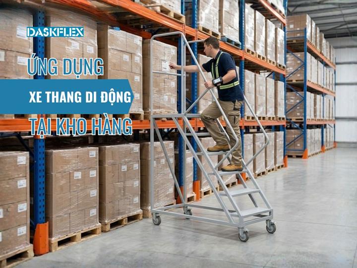 Xe thang di động trong kho hàng: Ứng dụng, lợi ích và cách chọn chuẩn an toàn