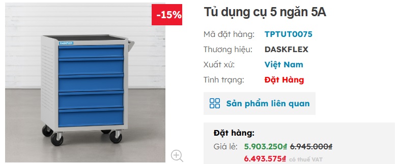 tủ đựng dụng cụ 5 ngăn Daskflex