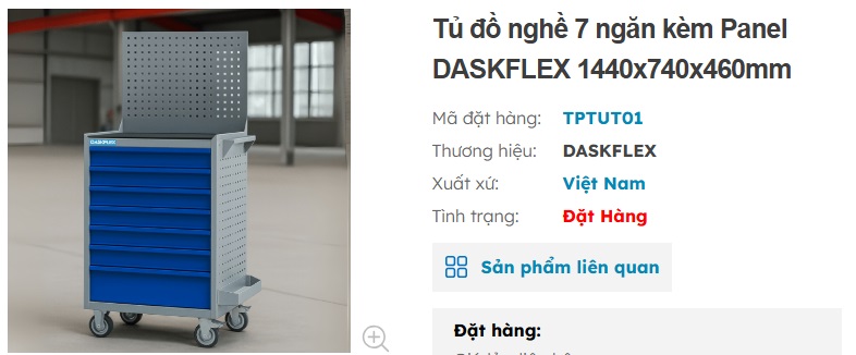 tủ đựng dụng cụ 7 ngăn Daskflex k&egrave;m panel