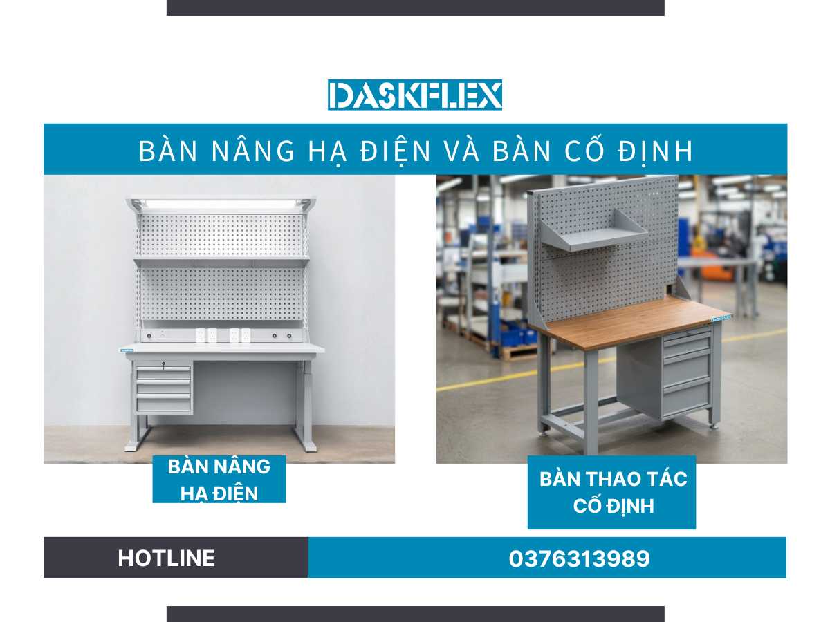 So sánh bàn làm việc điều chỉnh độ cao bằng điện 3 cấp độ và bàn cố định truyền thống