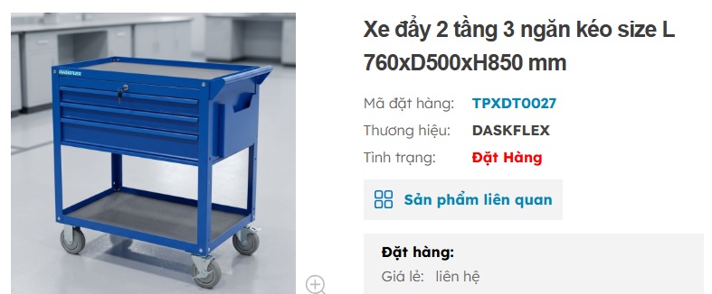 xe đẩy nh&agrave; xưởng Daskflex 2 tầng