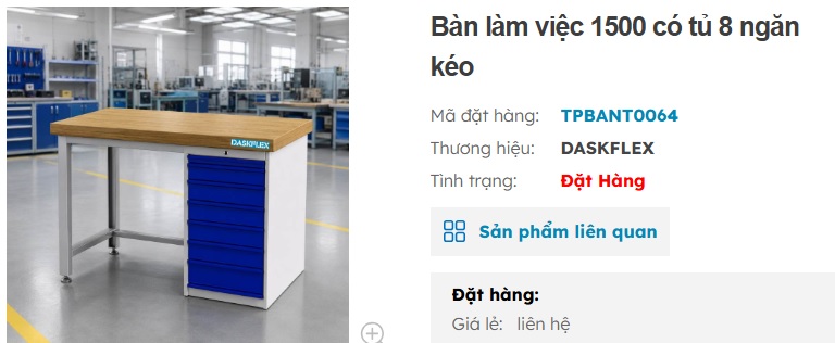b&agrave;n thao t&aacute;c nh&agrave; xưởng 8 ngăn daskflex