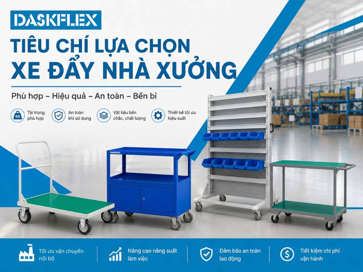Tiêu chí lựa chọn xe đẩy nhà xưởng phù hợp giúp tối ưu hiệu quả vận hành