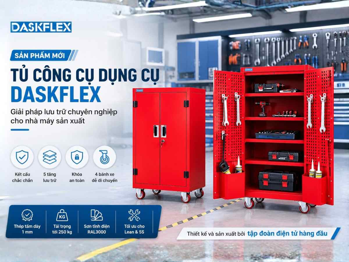 Tủ công cụ dụng cụ 2 cánh 5 ngăn – Giải pháp lưu trữ chuyên nghiệp cho nhà máy sản xuất