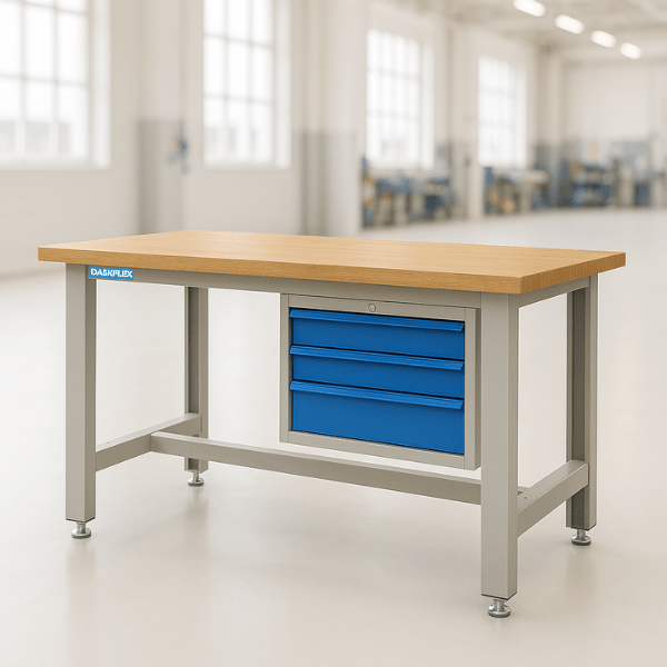 Bàn thao tác 1500x7500x850mm, 3 ngăn kéo