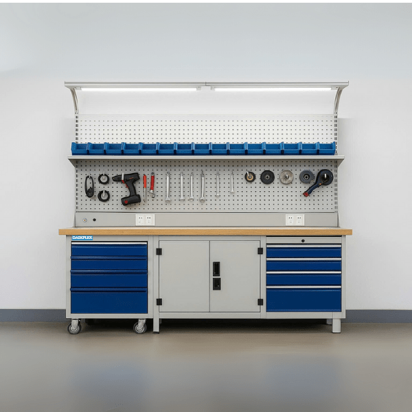 Bàn nguội có tủ đồ và Panel treo dụng cụ H2100xW2500xD750mm