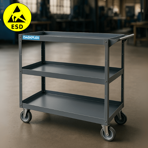 Xe đẩy chống tĩnh điện ESD 3 tầng 915x510xH875