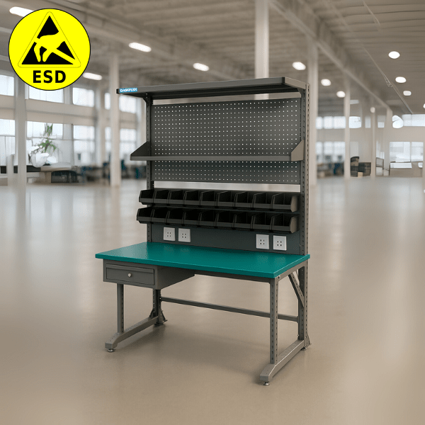 BÀN CHỐNG TĨNH ĐIỆN ESD CAO 1 MẶT TREO NGAN KEO 1500x875xH2045