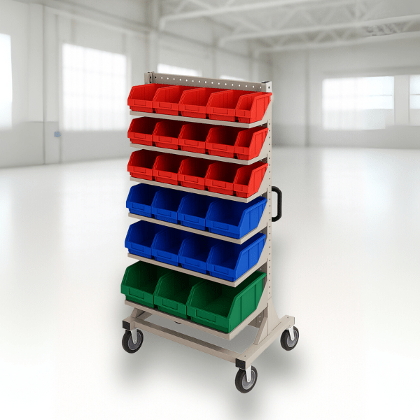 Xe đẩy linh kiện 6 tầng - Mặt lưng full Panel 760x640xH1420mm