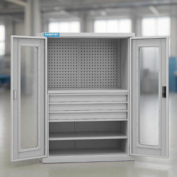 Tủ lưu trữ 3 tầng, 3 ngăn kéo- cánh mica H1800