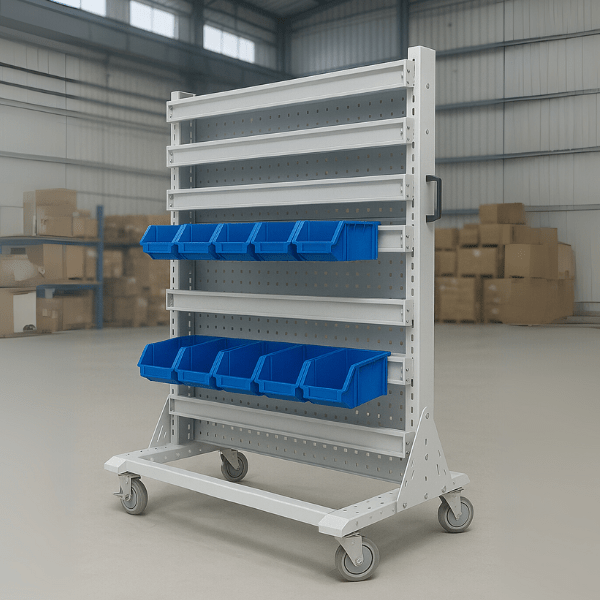 Xe đẩy - Giá treo khay linh kiện, dụng cụ full Panel 1 mặt 1025x615xH1430