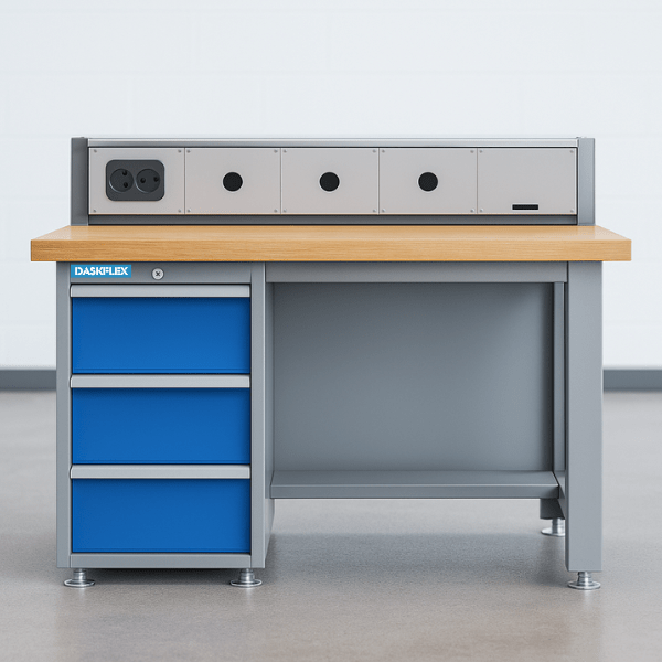 Bàn thao tác 3 ngăn kéo 1300x700xH850, Có cụm cấp nguồn