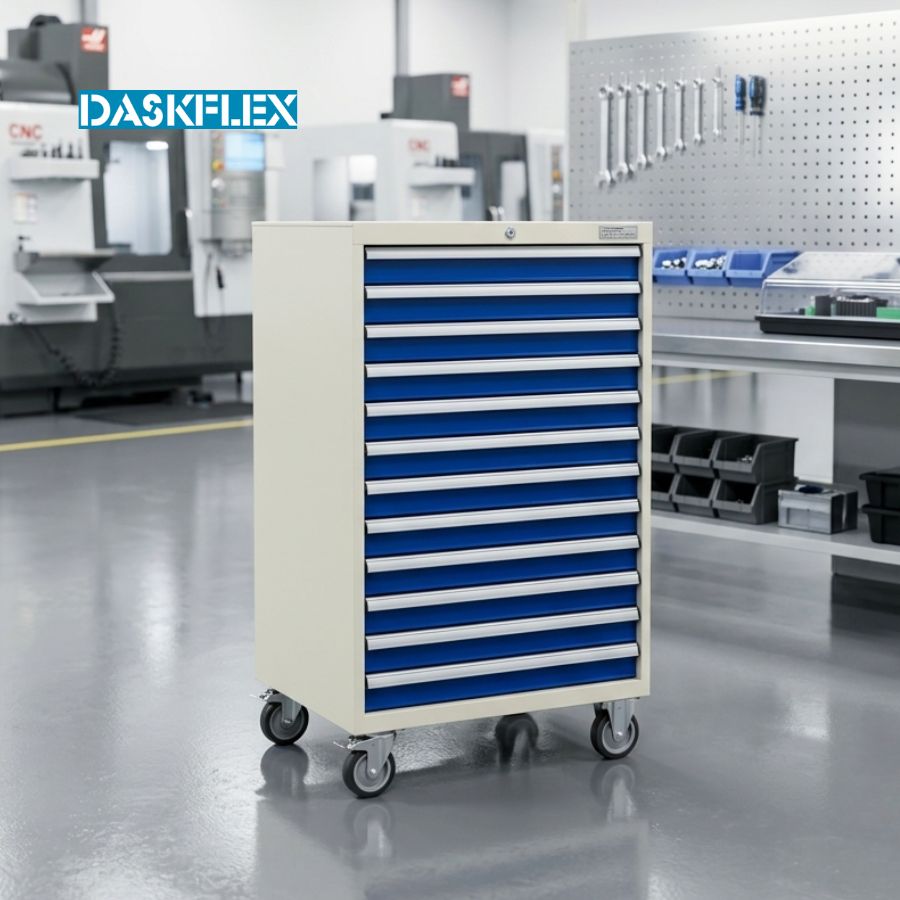 Tủ dụng cụ 12 ngăn có khóa chống trôi cho từng ngăn kéo 900x600x1200